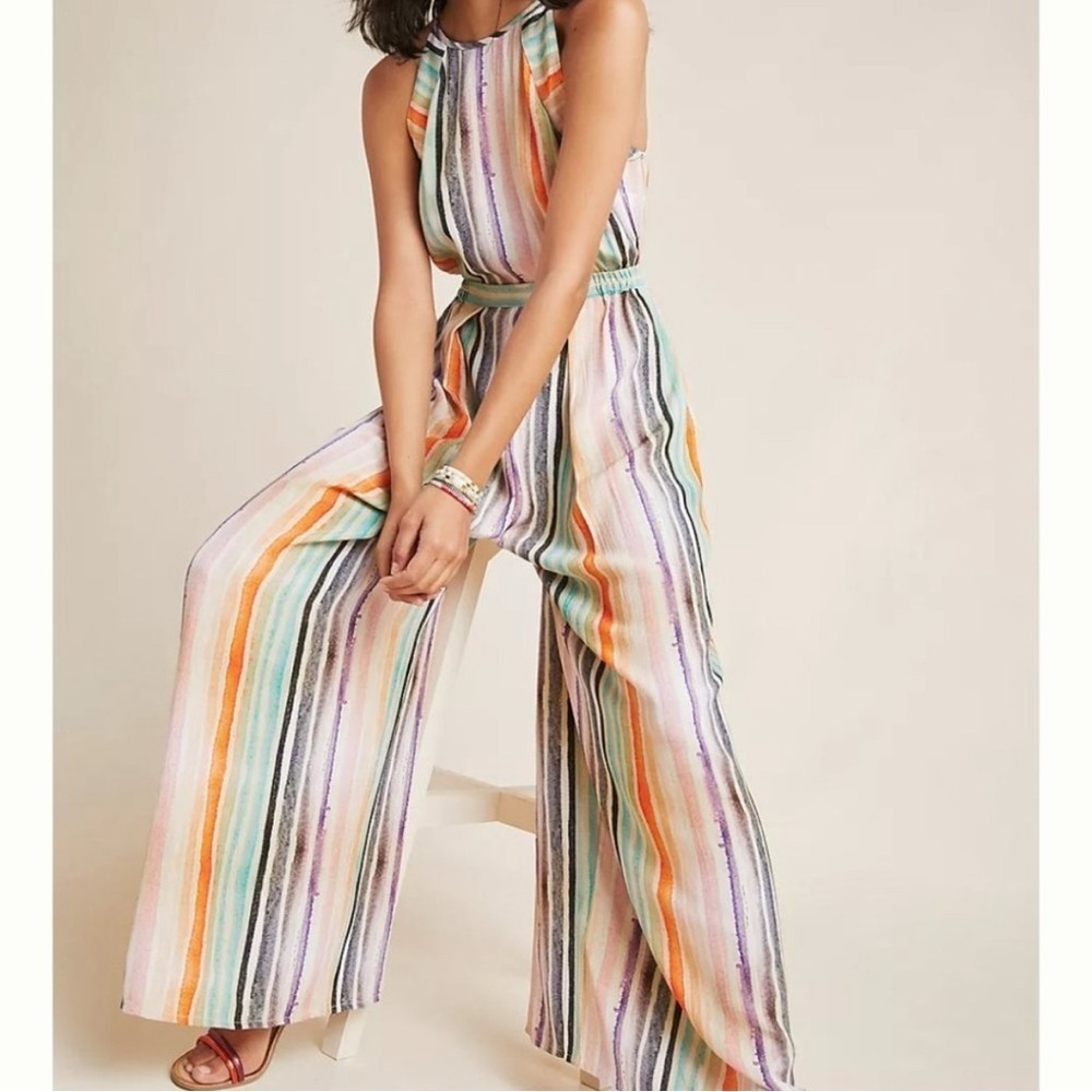 Striped Multicolor Halter Jumpsuit